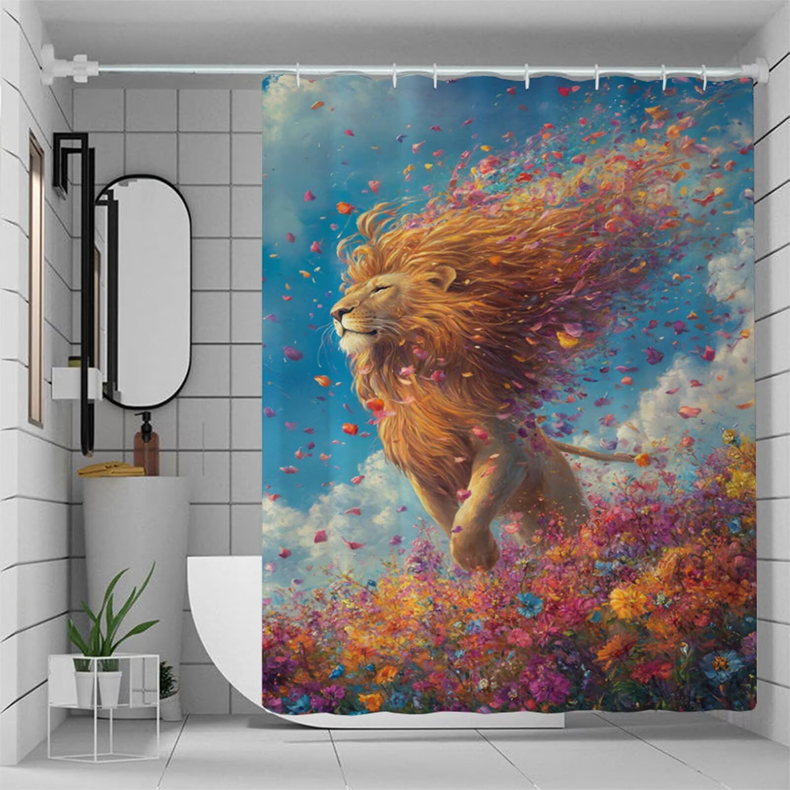 Braun Zasłona prysznicowa 200 x 240 cm, z poliestru, wodoszczelna, nadaje się do prania, szybkoschnąca, z obciążonym obszyciem i 12 pierścieniami, W1-391