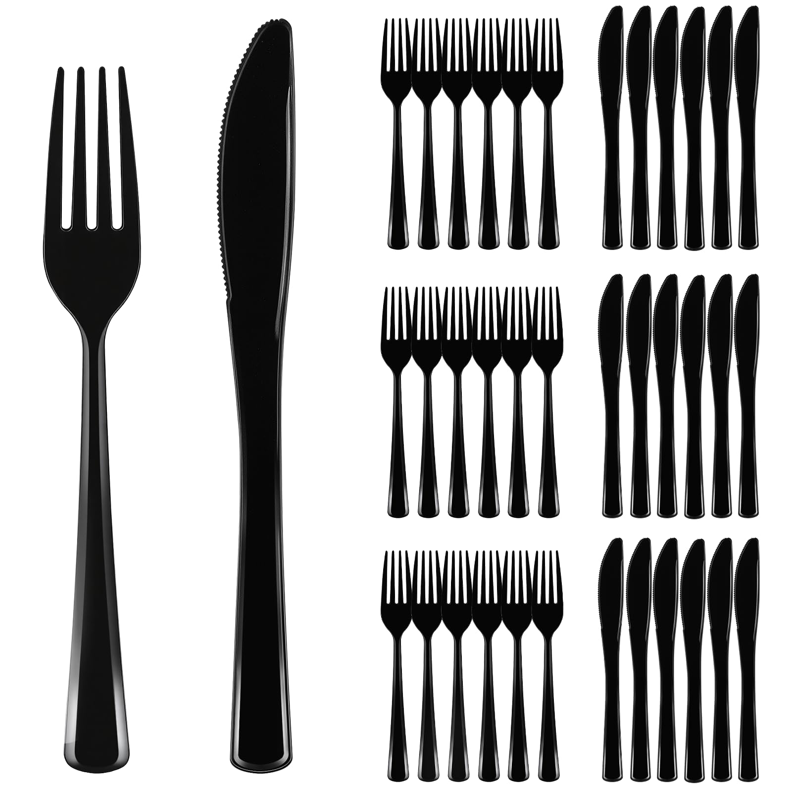 ALEXPRE 200 Pack Reusable Cutlery Set, Heavy Duty Cutlery,Reusable Knife and Forks for Party,Birthday,Camping, Weddings