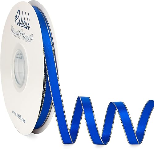 Miniatura 6 de Ribbli - Cinta de satén verde picea con borde dorado, satén de doble cara de 3/8 pulgadas x 50 yardas continuas, cinta verde para manualidades