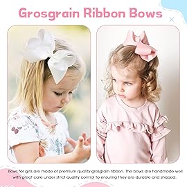 Oaoleer 40Pcs 6 Hair Bows Clips Grosgrain Ribbon Bows Hair Alligator Clips Hair Barrettes Hair Accessories for Baby Girls Infants Toddlers Kids Teens Children (6 Inch (Pack of 40)-40 Colors)