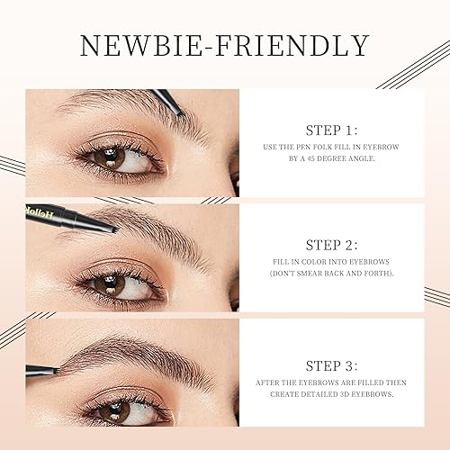 Miniatura 3 de Lápiz de cejas marrón profesional con 4 patas, de larga duración, impermeable, de aspecto natural, lápiz de cejas de micropigmentación líquida que