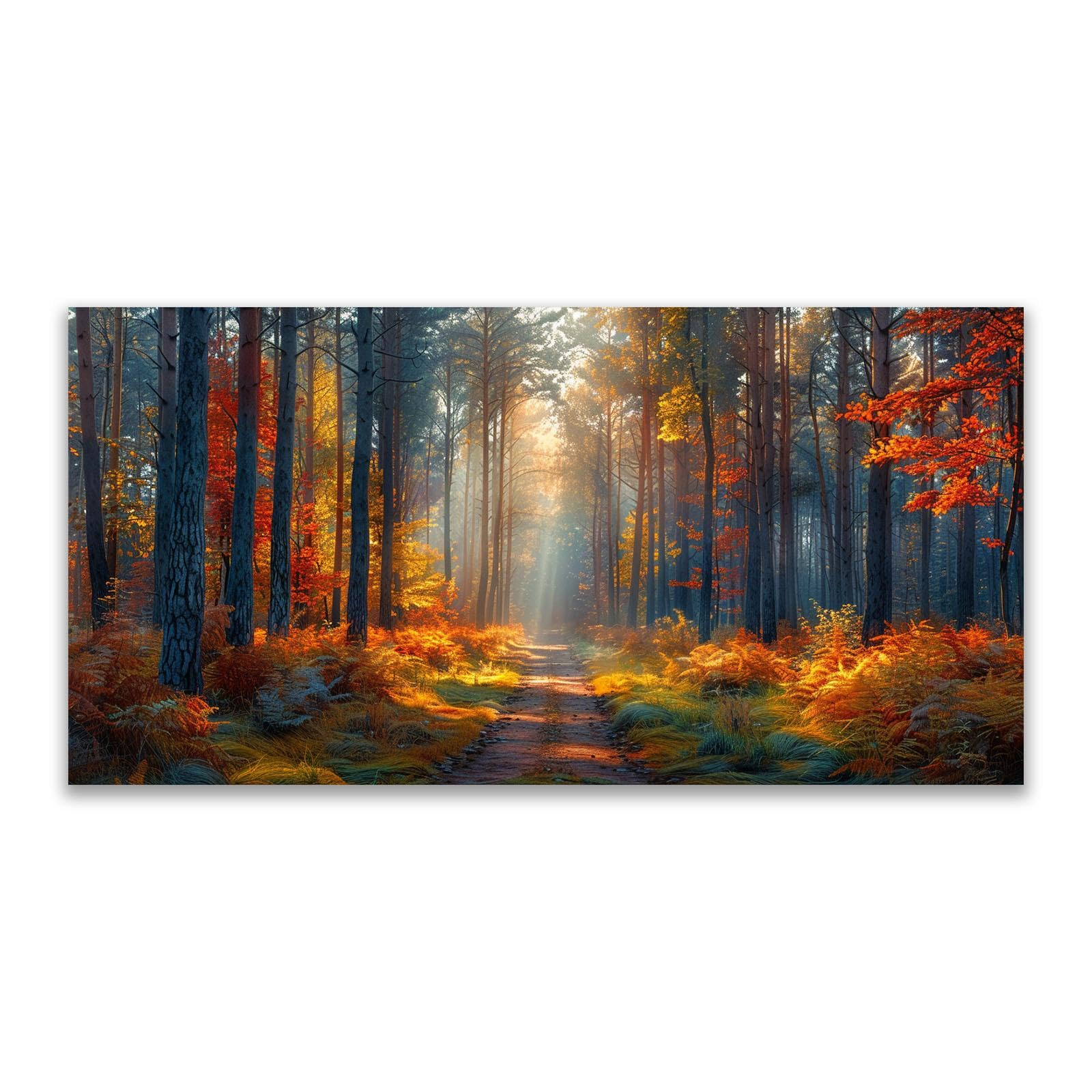 JOSUE Landscape Poster Autumn Forest Canvas Wall Art For Living Room,Yellow,grey Bathroom Decor Wall Art Prints For Bedroom Living Room-30x60cm Unframed