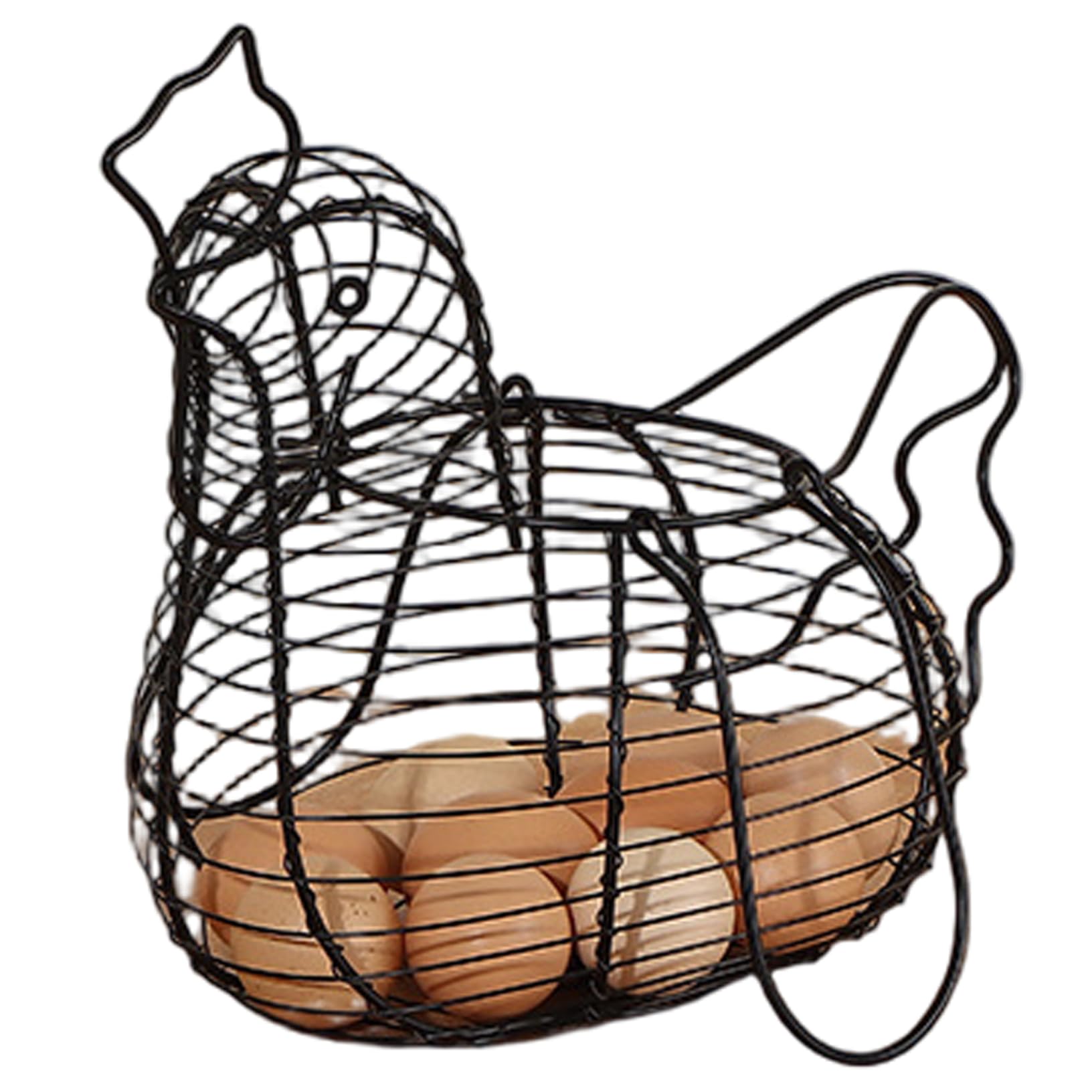 CNAFGBGG Chicken Wire Basket, Hollow-Out Iron Wire Egg Basket with Handle, Funny Chicken Egg Holder for Home Kicthen..