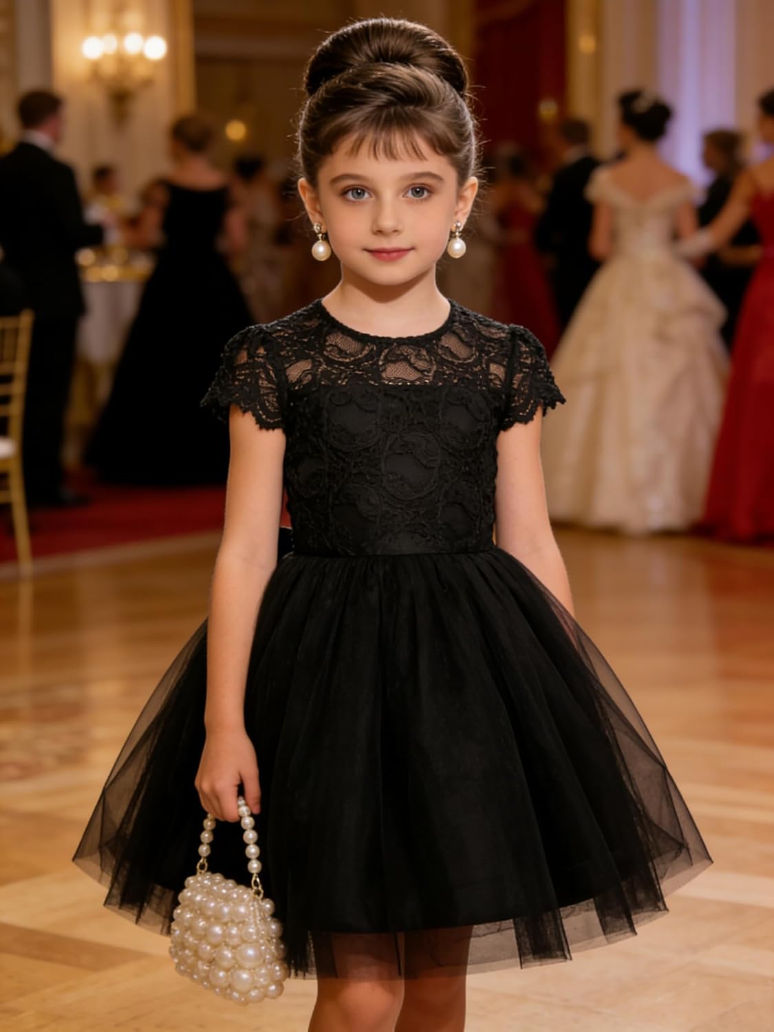 GRACE KARIN Flower Girl Dress with Big Bow,Kids Lace Tulle Princess Gown,Wedding Formal Birthday Party Pageant 5-10Y - Image 3