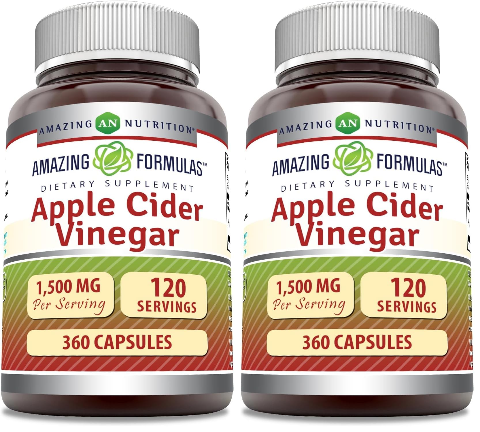Amazing Formulas Apple Cider Vinegar 1500 mg Per Serving Supplement | Capsules | Non-GMO | Gluten Free | Made in USA (360 Count) (Pack of 2) 1 Count (Pack of 2)