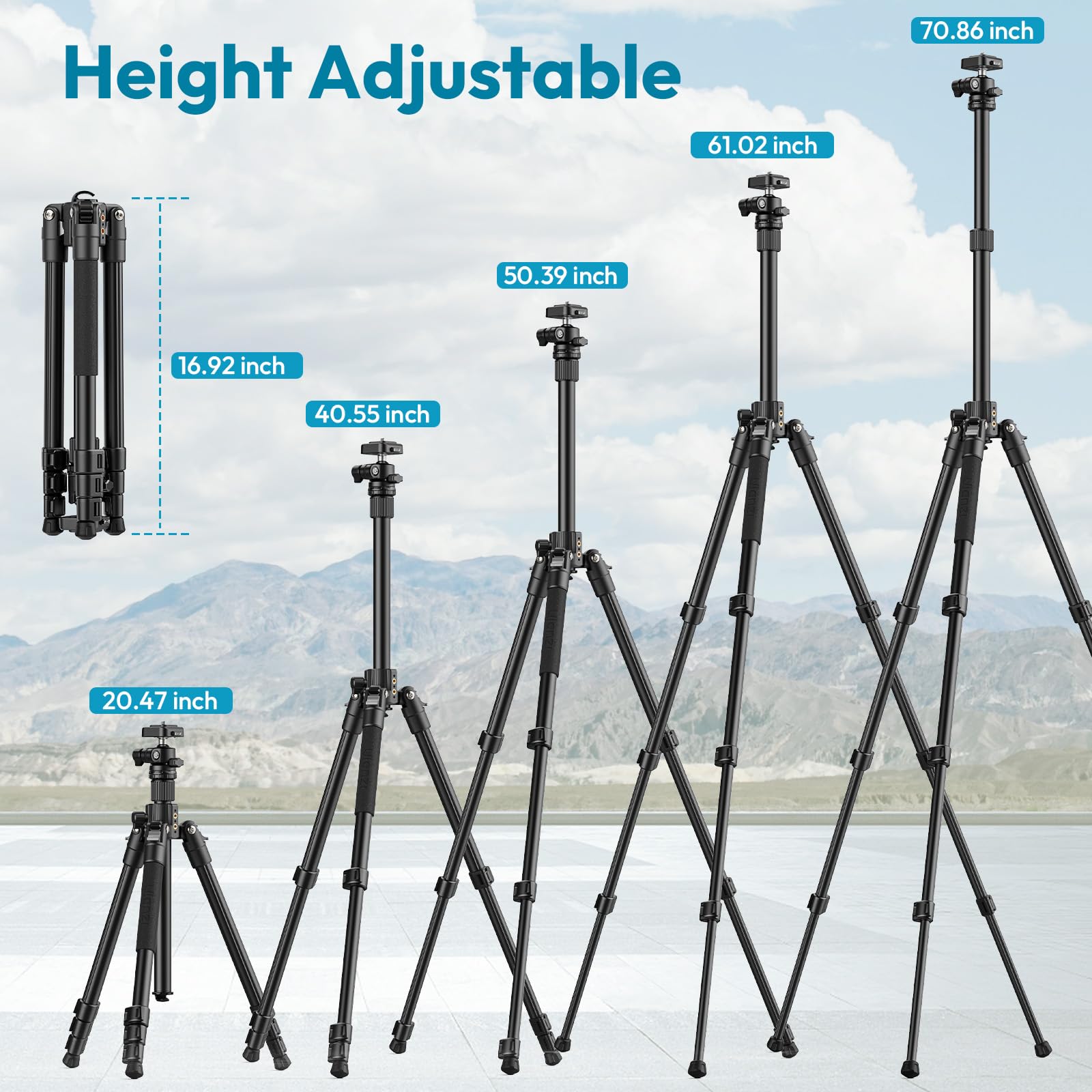 ULANZI TT53 Stativ Kamera Aluminium mit 360° Panoramakugelkopf und Uka Schnellfreigabeplatte, 180cm Leichtes Kamerastativ mit Abnehmbarer Mittelsäule für alle DSLR-Kameras, Wiegt nur 1.2 kg