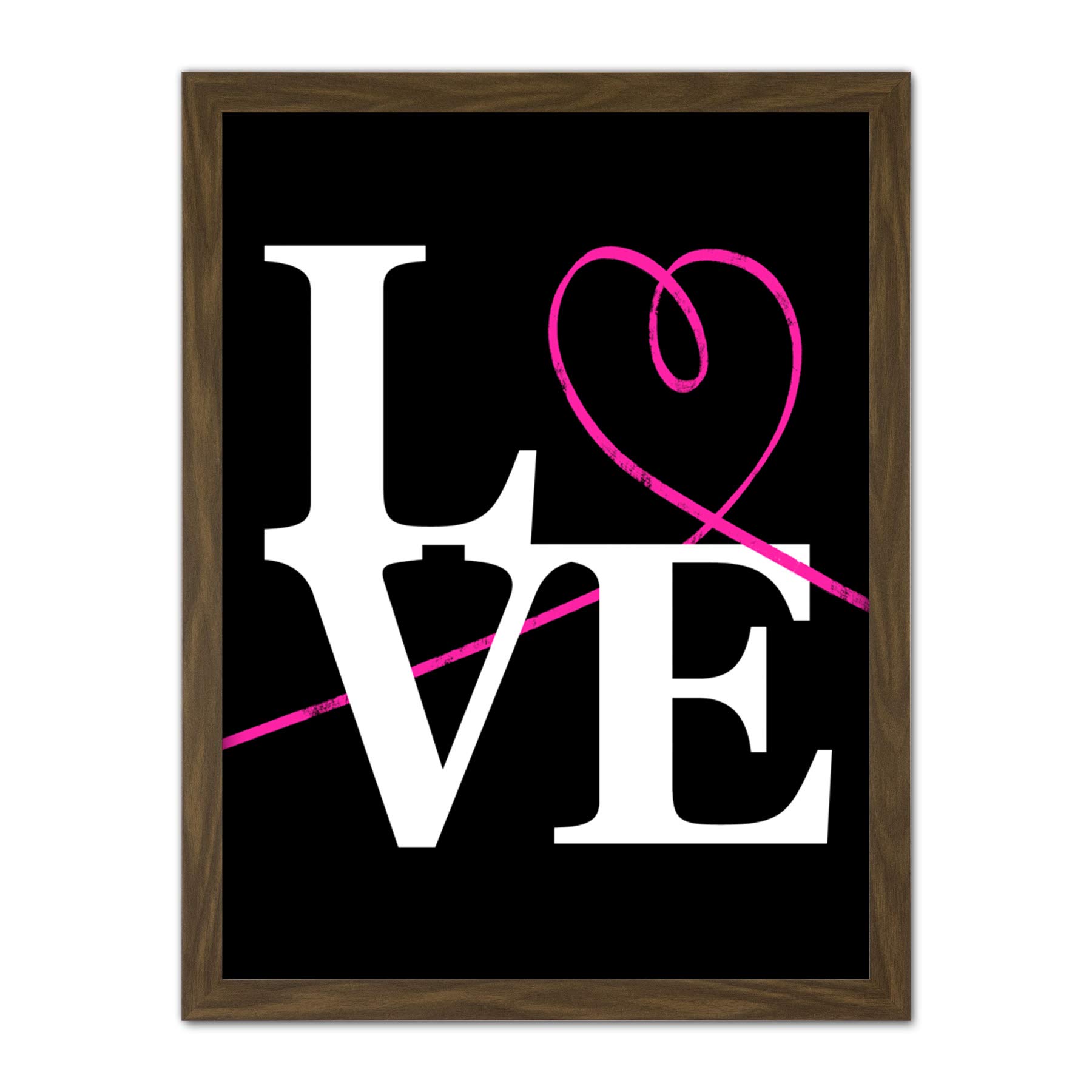 Wee Blue Coo Love Neon Paint Artwork Framed Wall Art Print 18X24 Inch