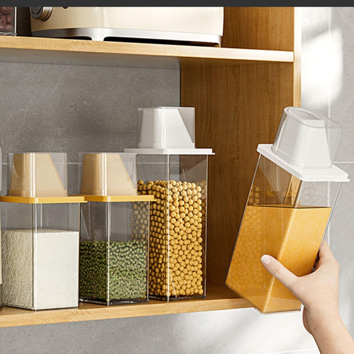 Airtight Rice Storage Container 1200ml Plastic Large Capacity Kitchen Jar | Design, Strong Bearing Capacity, Fresh Keeping for Grains Random Style
