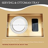 Vista 4 de Spsyrine Bandeja decorativa dorada con asas, elegante bandeja de plástico para mesa auxiliar otomana, sala de estar, decoración del hogar, 15.6 x