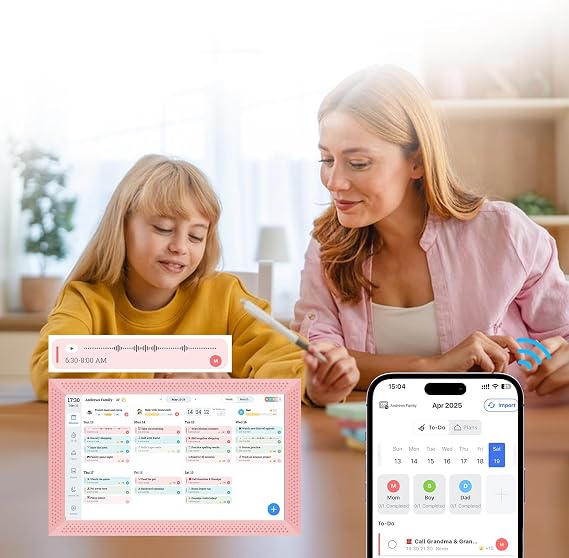 Digital Calendar 10.1 inch, Electronic Calendar for Family Sharing Schedule Interactive Smart Calendars Touch Screen To Do Task Meal Planner for Home Office with Digital Picture Frame, No Subscription