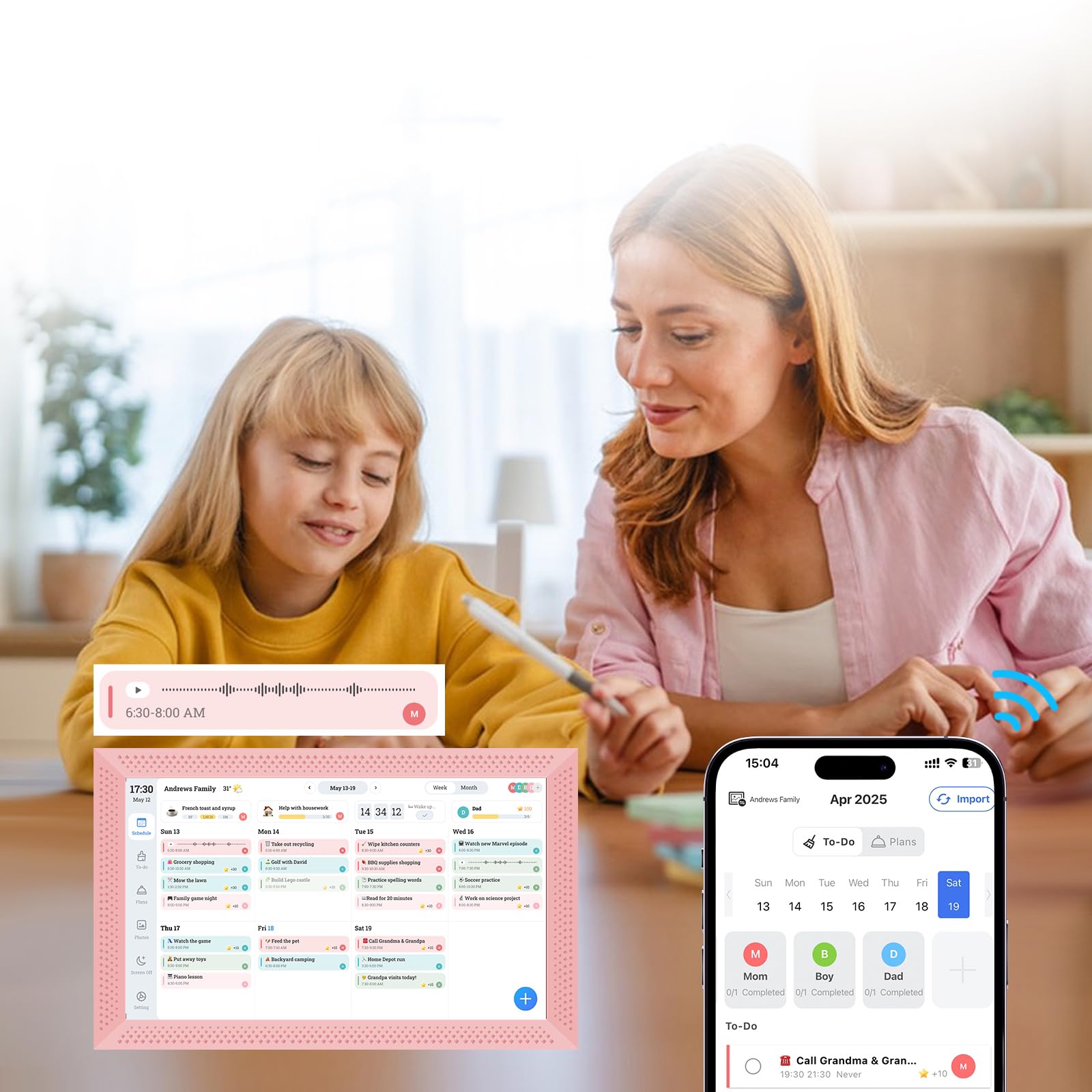 Calendario digital de 10.1 pulgadas, 64 GB, calendario electrónico para compartir en familia, calendario interactivo de escritorio, calendarios inteligentes, pantalla táctil para hacer tareas