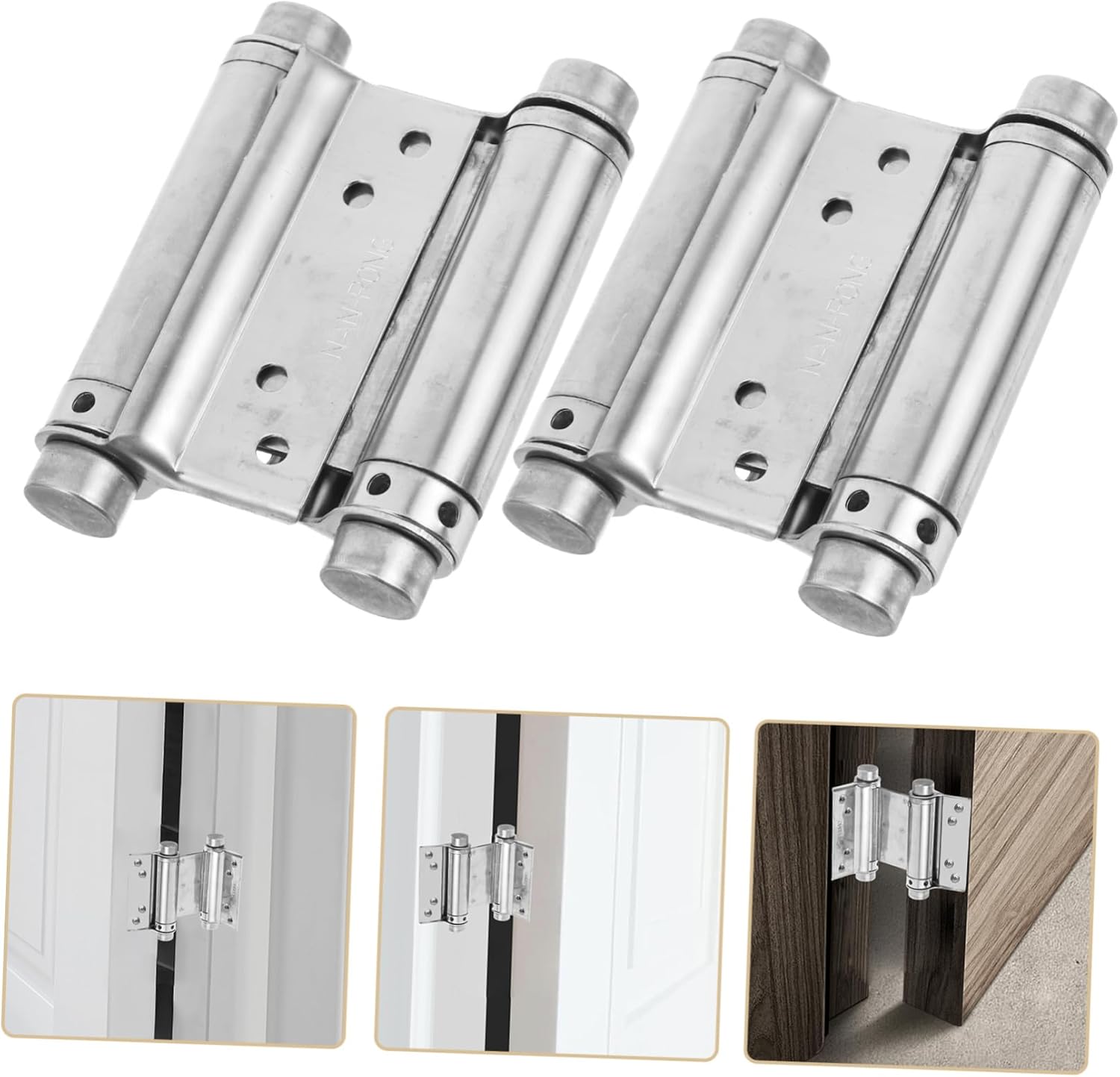 4PCS Heavy Duty Self Closing Double Spring Hinges 3-Inch Stainless Steel Door Hinges for Gates Cabinets and Doors Spring Loaded Hardware