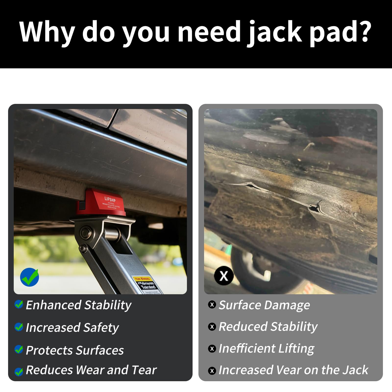 LIFSHP Aluminum Magnetic Jack Pad - Protect Pinch Weld -5 LIFSHP Aluminum Magnetic Jack Pad - Protect Pinch Weld -5