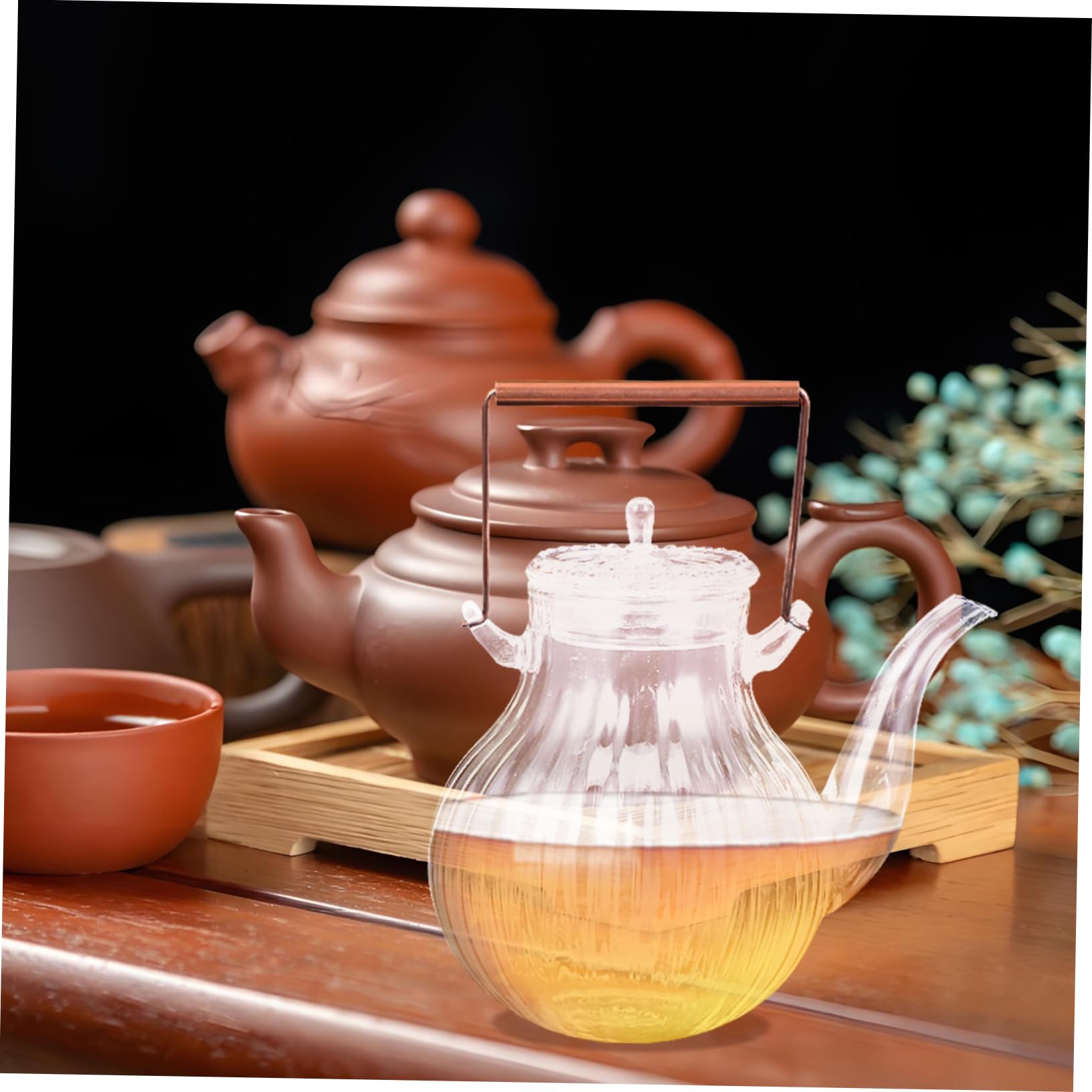 Théière Porcelaine Rétro Résistante à La Chaleur Avec Poignée Isolante - Théière Céramique Pour Maison Bureau, Infuseur Pour Thé Oolong Et Café