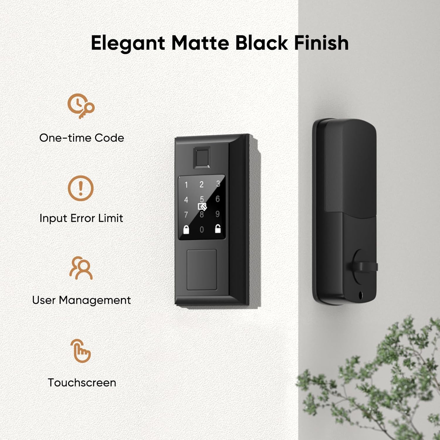 Smart Lock Fingerprint Door Lock Keyless Entry Deadbolt, Auto-Lock, APP Control, Front Door Lock with Touchscreen Keypad, Easy Install, Matte Black