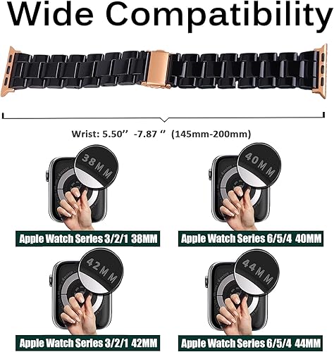 Miniatura 5 de Miimall Correas de resina para Apple Watch SE2 SE de 1.496 pulgadas, 1.575 pulgadas, 1.654 pulgadas, 1.732 pulgadas, con funda brillante para