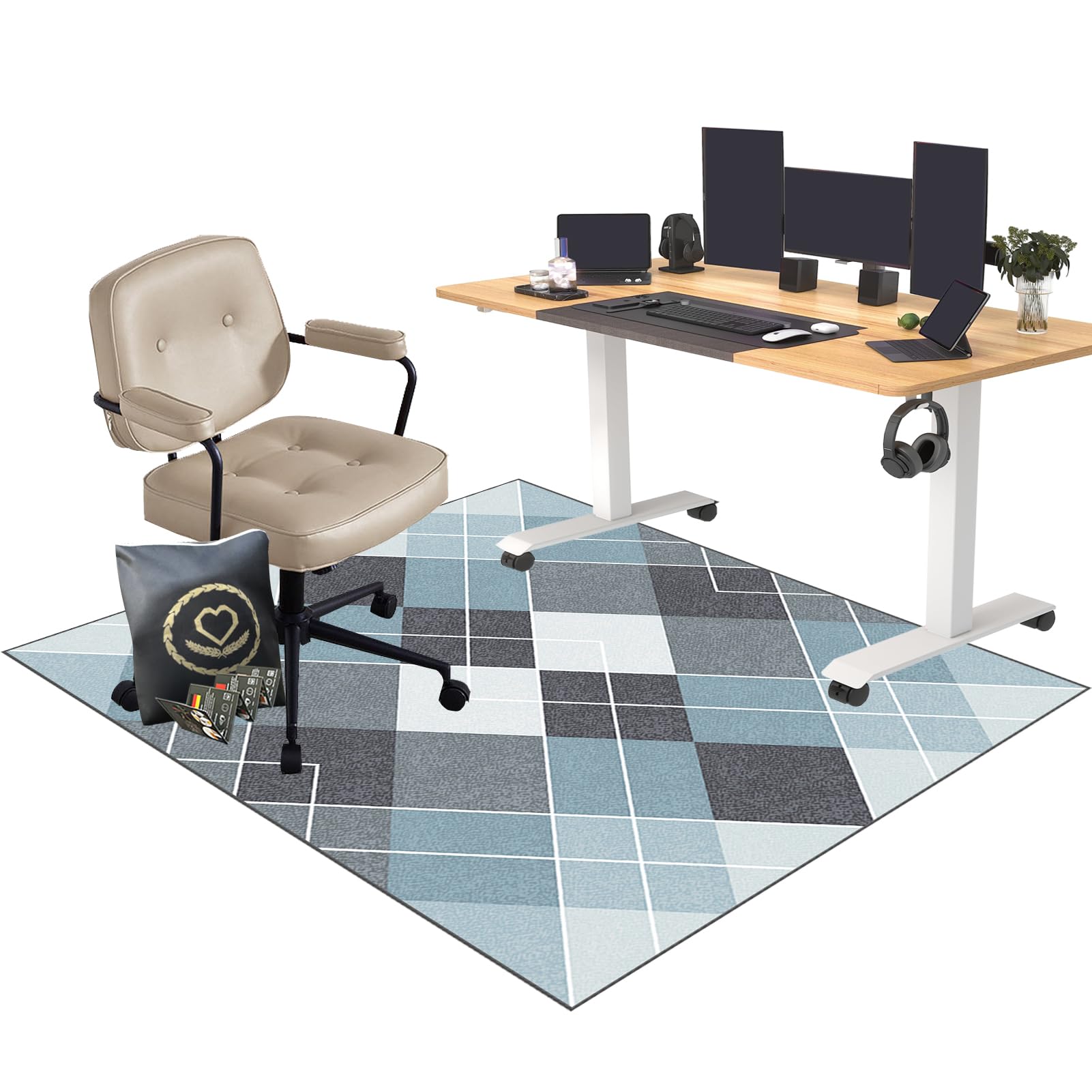 Office Gaming Chair Mat for Hard Floor, Office Gaming Rug Protector for Rolling Chair, Floor Protector for Rolling Chair, 200 x 230 cm Non-slip Floor Protection Mat for Gaming Room Home Office Decor