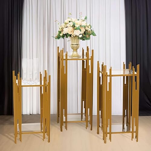 Miniatura 10 de Efavormart - Soporte para caja de pastel de acrílico plateado, 14 x 14 pulgadas, con acabado de espejo, elevador de pedestal con parte inferior hueca