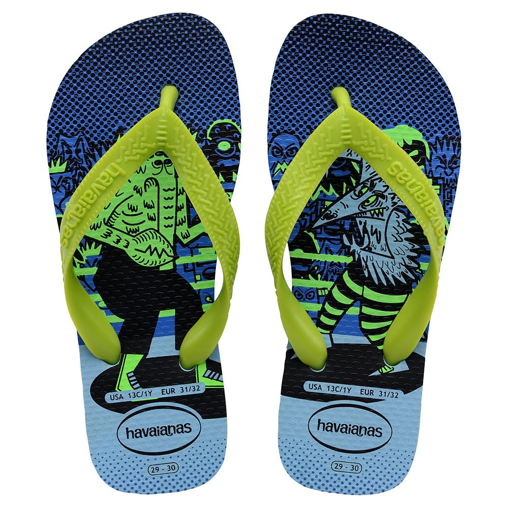Havaianas Kids Top Fun Boys FlipFlop Lavender Blue/Lemon Green 9/9.5 UK Child
