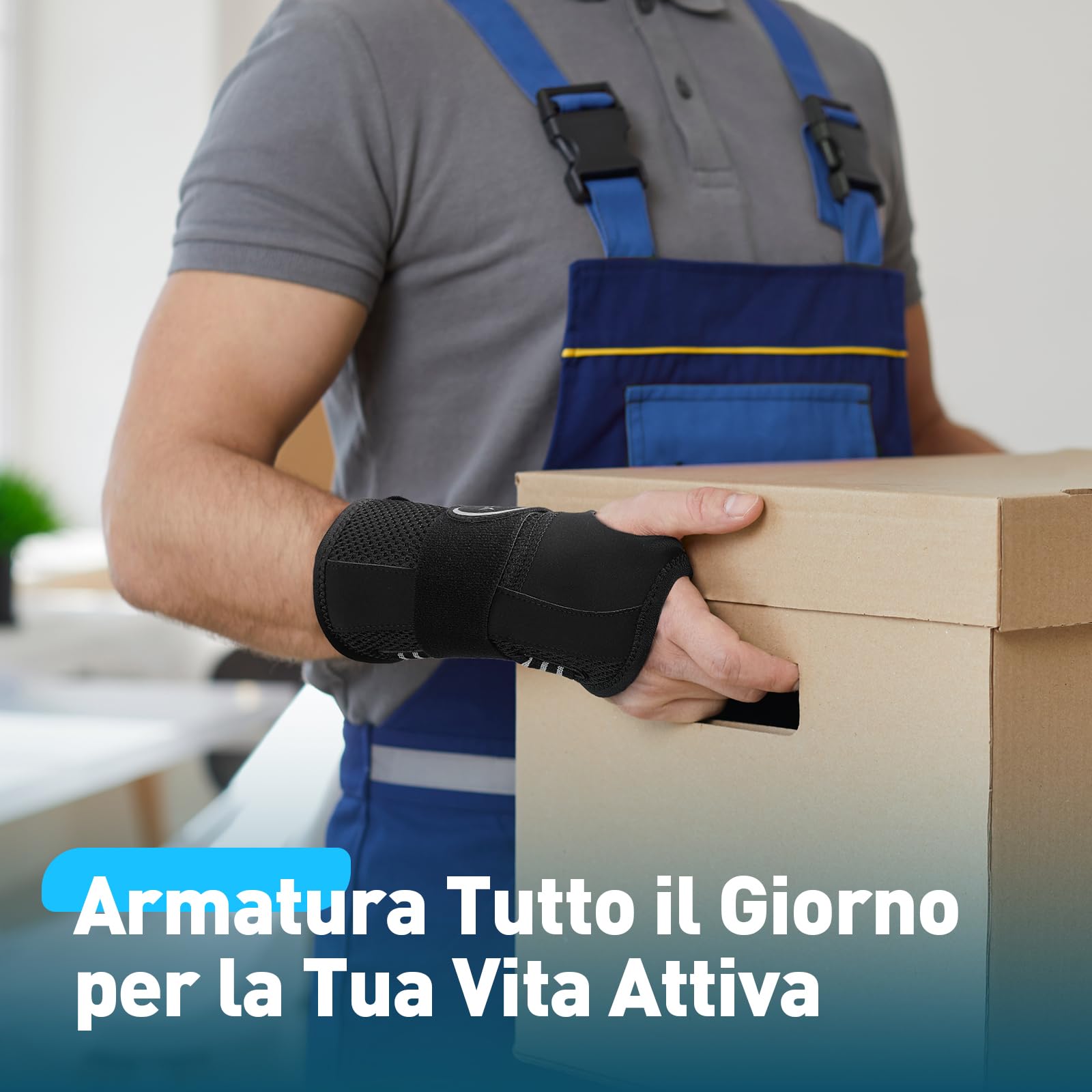 AGPTEK Tutore Polso Tunnel Carpale Nuovo – Fascia da Polso con Stecche di Supporto, Design a Strappo Facile da Indossare, Soluzione Conveniente per Dolore e Sostegno, Destro, S/M
