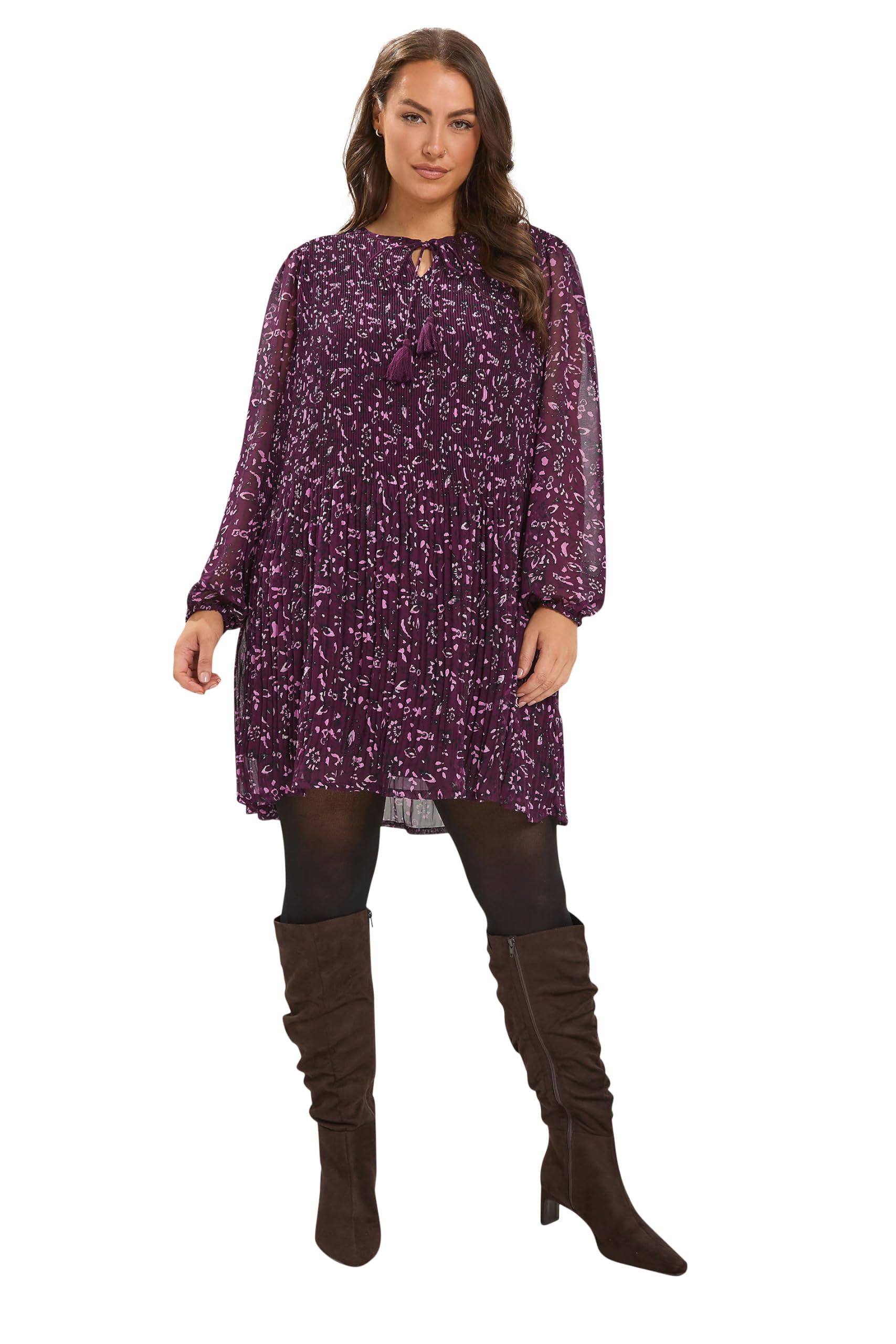 Yours Curve Pleated Floral Dress - Women's - Plus Size Curve