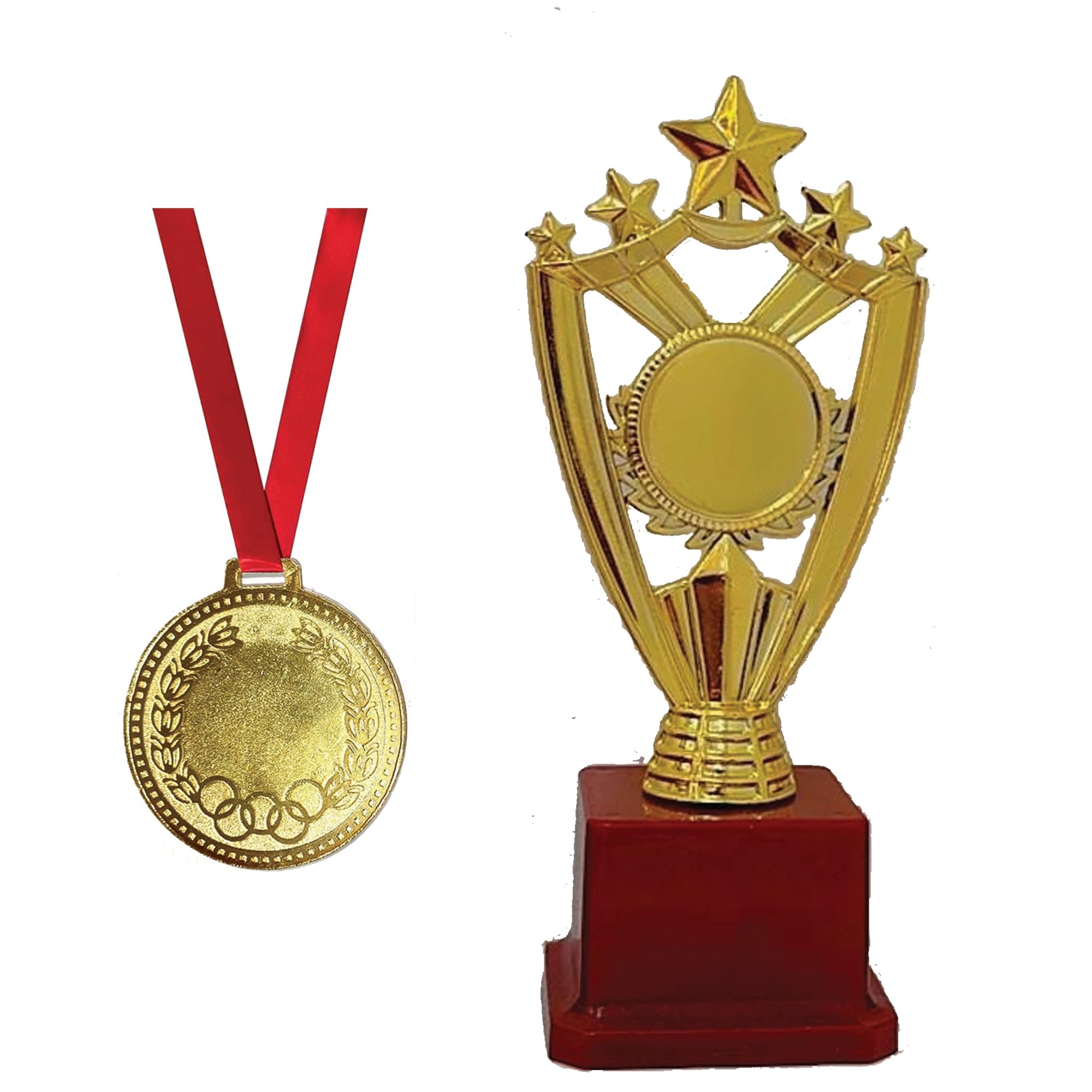 JUZ4U Gold Star Trophy, 8.5 Inches Height, Shield Design with Stars, for Sports and Academic Awards with Free 2 Inch Medals-picture-19