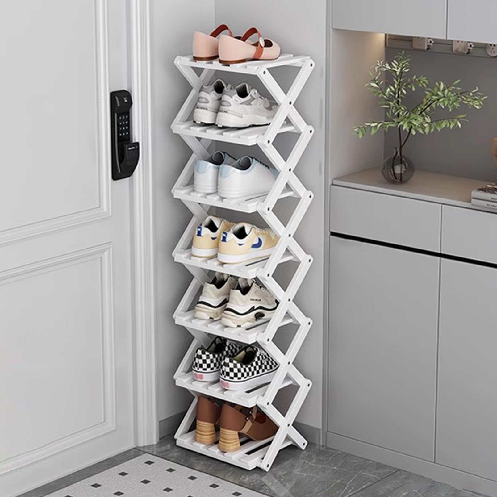 Porte-chaussures pliable en bois gain de place pour entrée