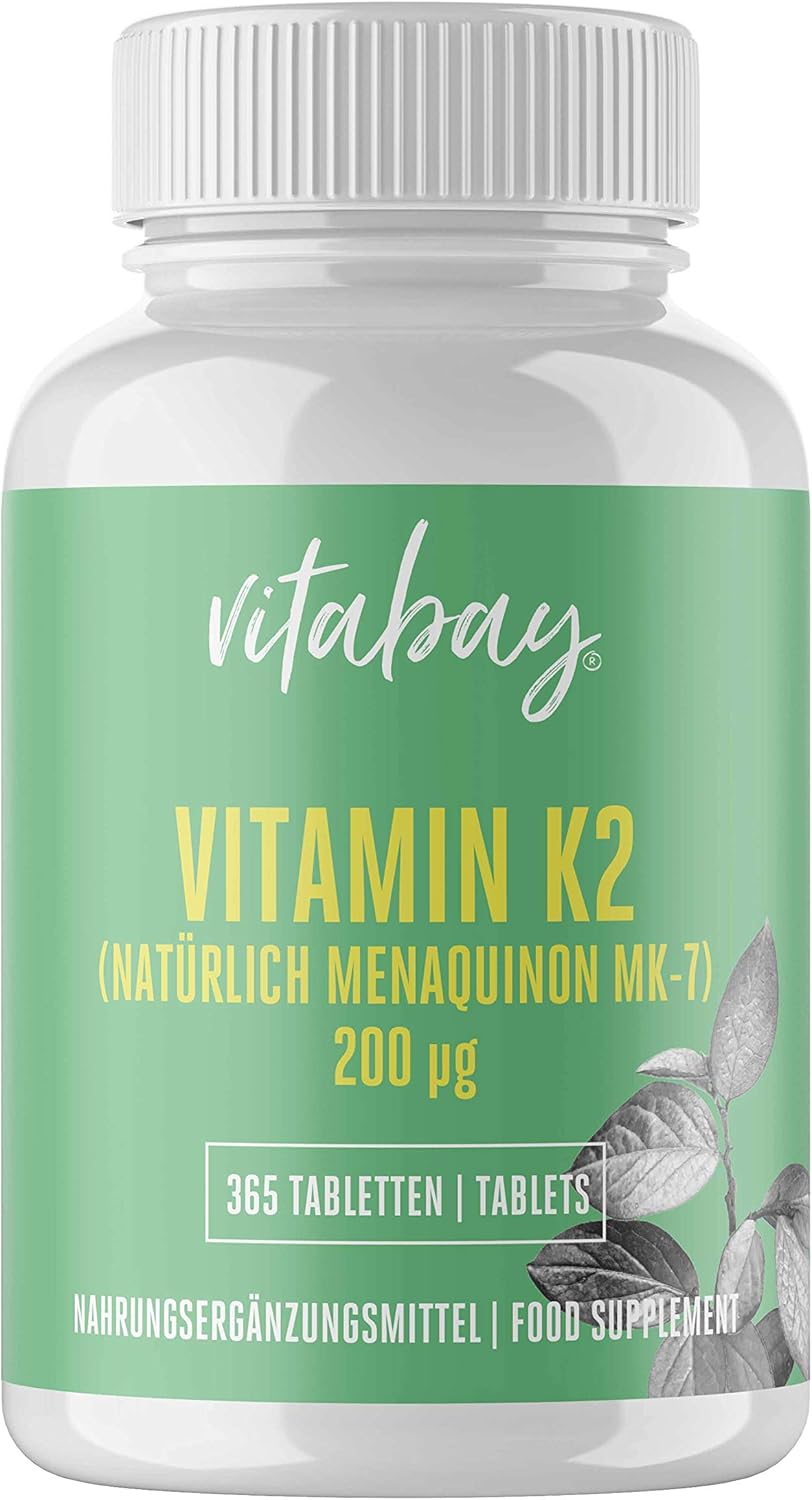 Vitabay Vitamin K2 hochdosiert 200 µg (mcg) VEGAN 365 Vitamin K2
