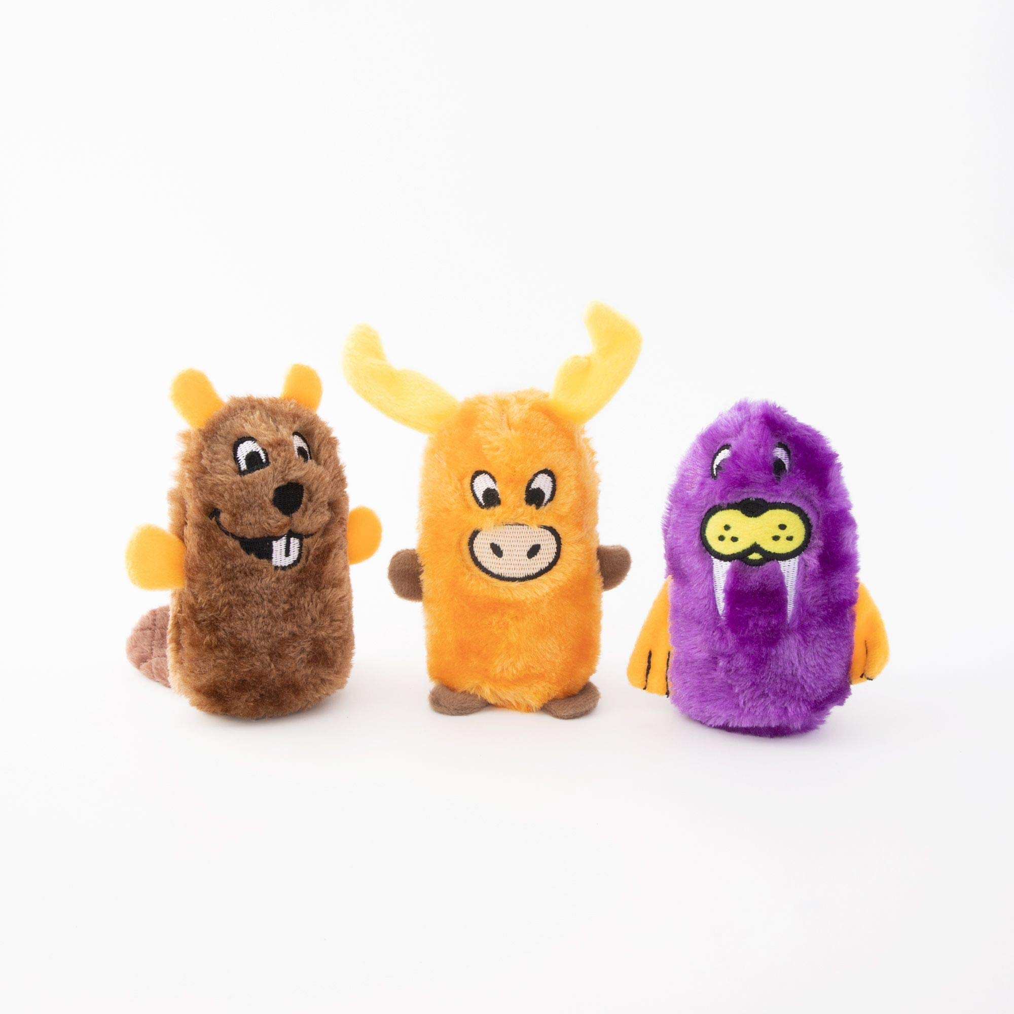 ZippyPaws Squeakie Buddies - 3-Pack, Beaver, Moose, Walrus
