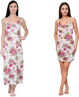Ananqe Women's Satin Short Nighty & Long Nightdress Combo Set for Women's Nightwear Price In India