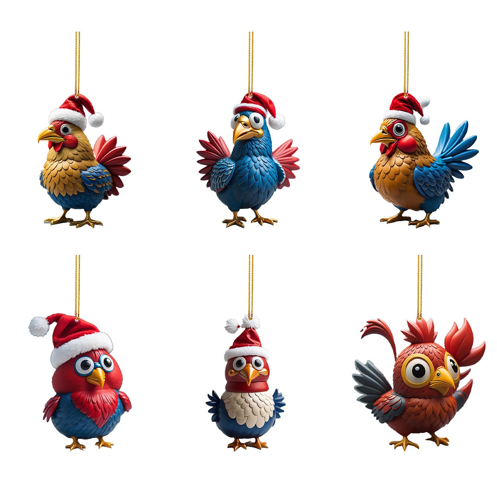 Elnwnnkc Acrylic Christmas Tree Pendant Cute Cartoon Birds Car Hanging Ornament for Holiday Decor and Presents Acrylic Ornament