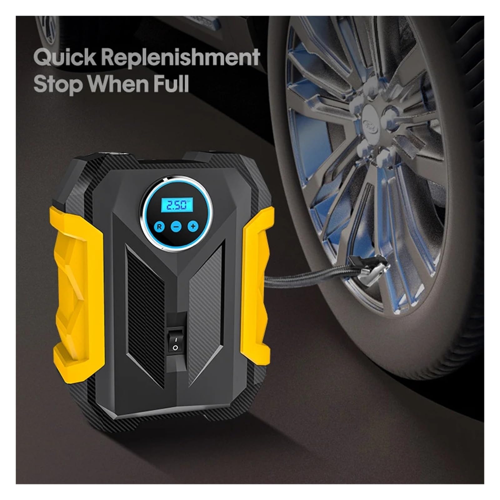 Cyfrowa Pompa Do Opon Samochodowych Przenośna Sprężarki Powietrza 150 PSI Pompka Samochodowa Z Lampą LED Rowerów Motocykle Szybkie Pompowanie Wysiłku(Digital Red)