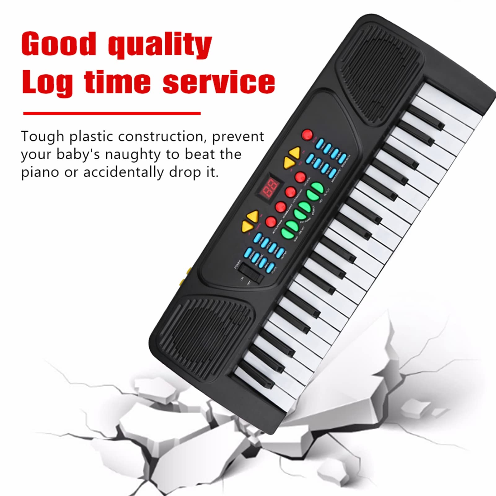 Jouet d'Apprentissage Musical pour Enfants, Clavier Électronique à 37 Touches, Piano, pour Garçons et Filles de 3 à 8 Ans, Instrument Éducatif Multifonction, Plastique Noir