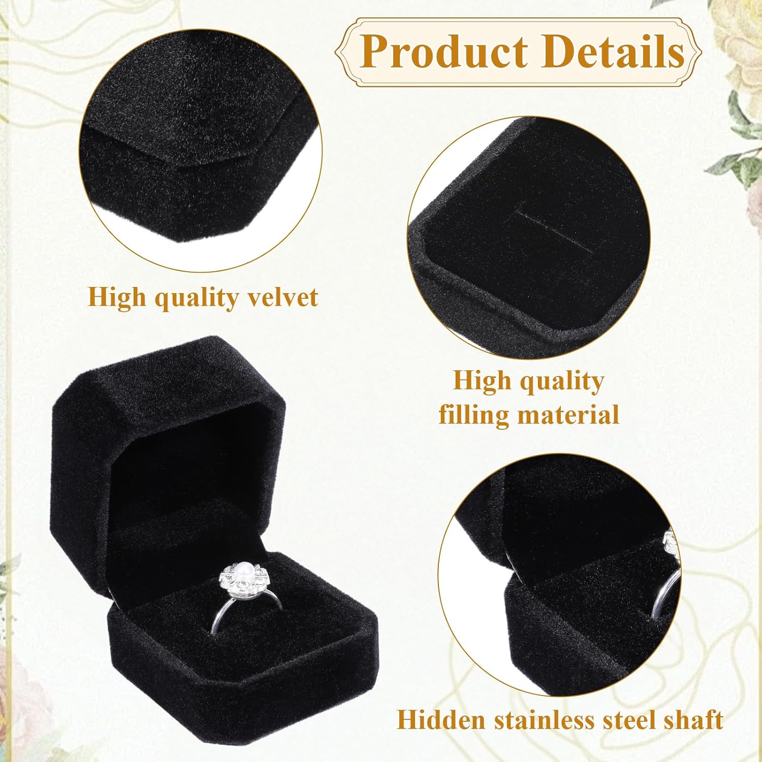 36 Pcs Black Velvet Ring Boxes Bulk, 2.13 x 1.97 x 1.54 Inch Rings Case Earring Storage Holder Jewelry Gift Display Case for Christmas, Engagement, Wedding, Birthday, Valentine's Day
