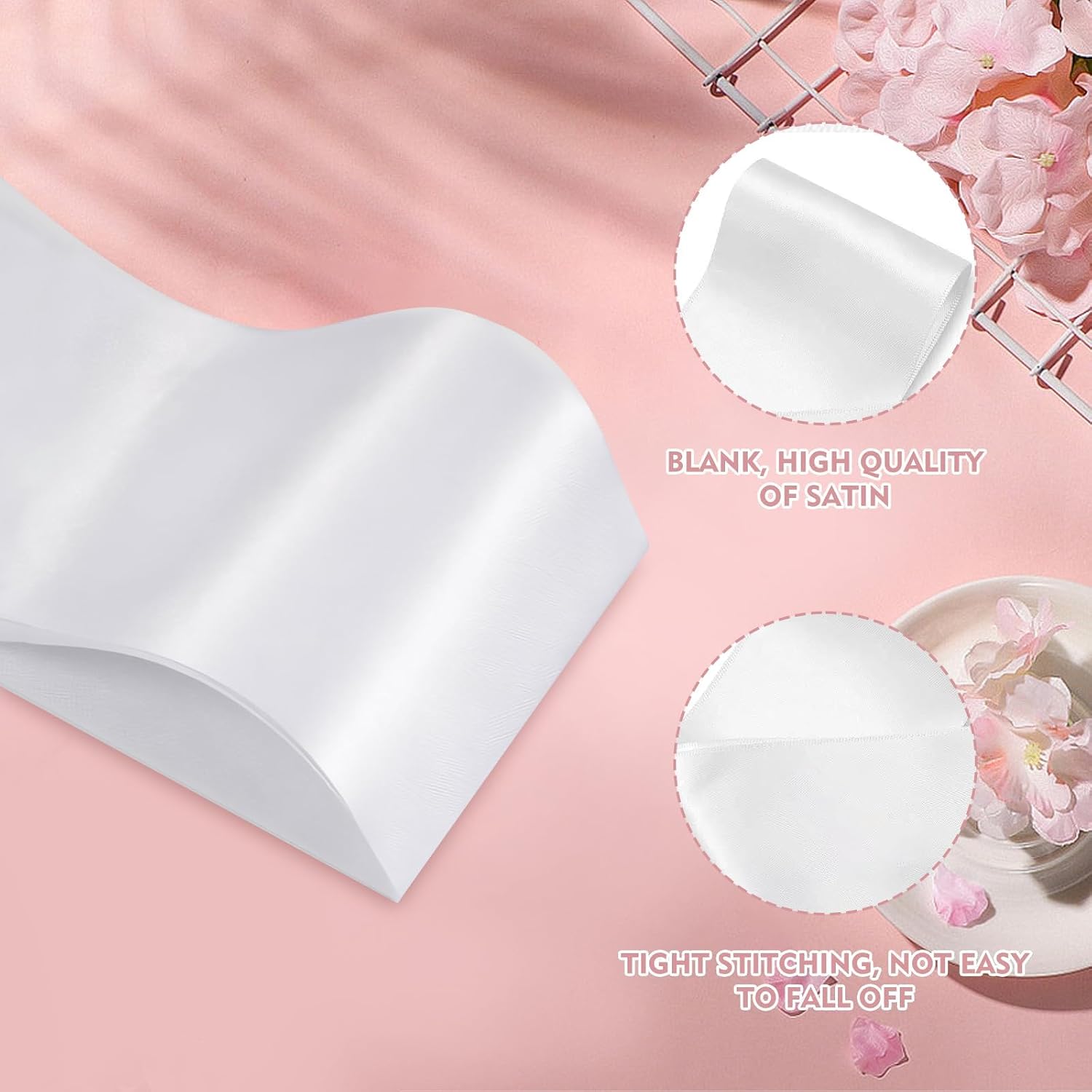 12Pcsk Blank White Satin Sash - DIY Senior Bride Pageant Sashes with Safety Pins, Plain Satin Sash for Pageants,Senior Sash,Custom Sash,DIY Personalized Sash for Birthday Party