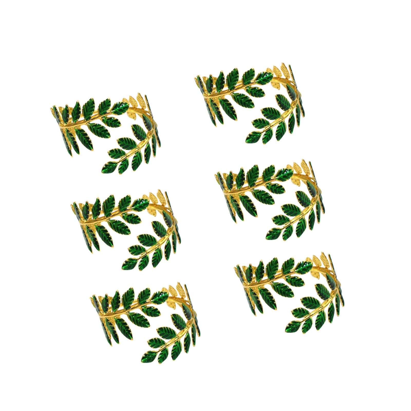 Green Open Leaves Napkin Rings Napkin Holders Accessories for Formal Dining and Home Decoration Alloy Green Leaves Shape Holders Elegant Rings Perfect