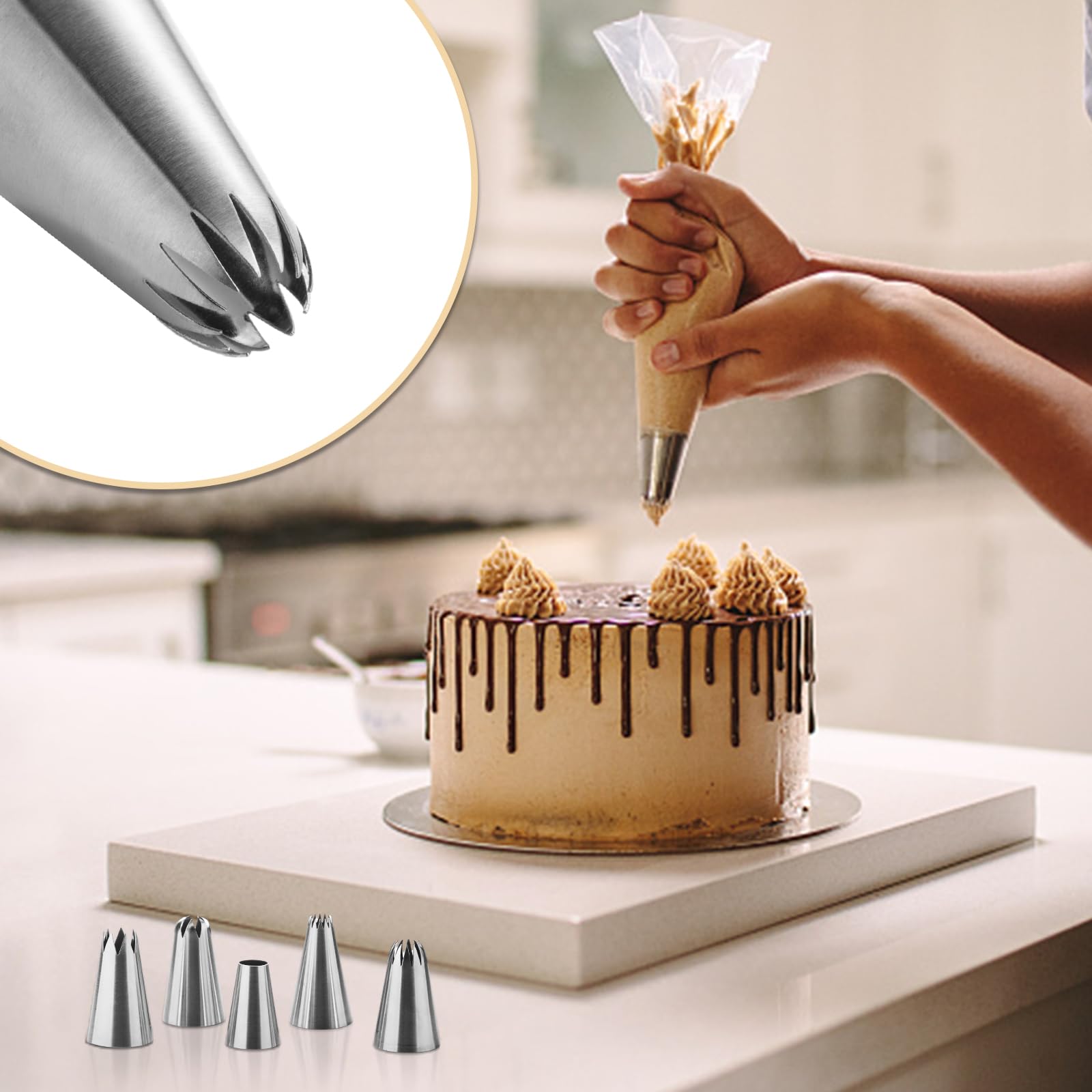 Cookie Dough Shoxil Large Piping Tips Set, Different Stainless