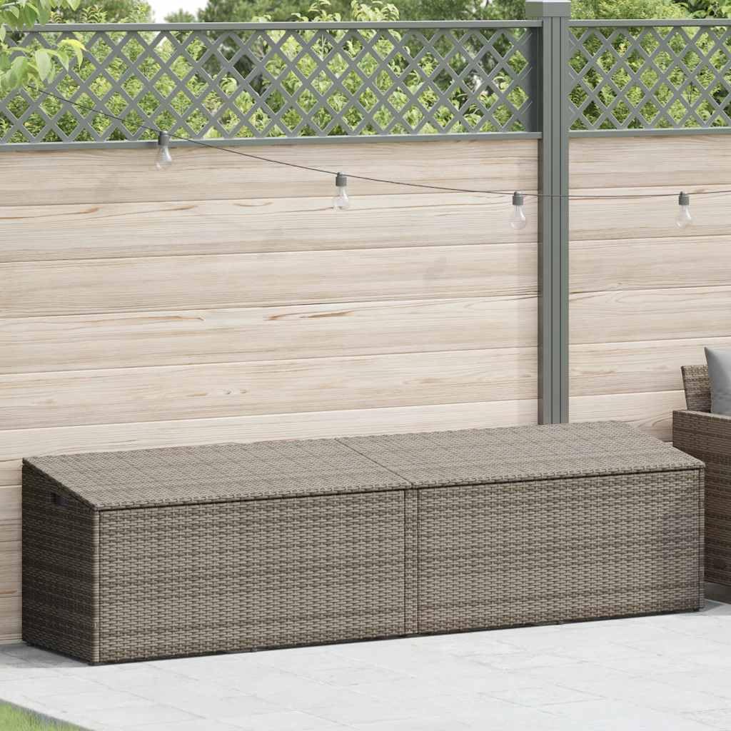 Générique Cassapanca giardino resina intrecciata grigio 220x50x58 cm, scatola esterna per cuscini con telaio in acciaio e borsa impermeabile