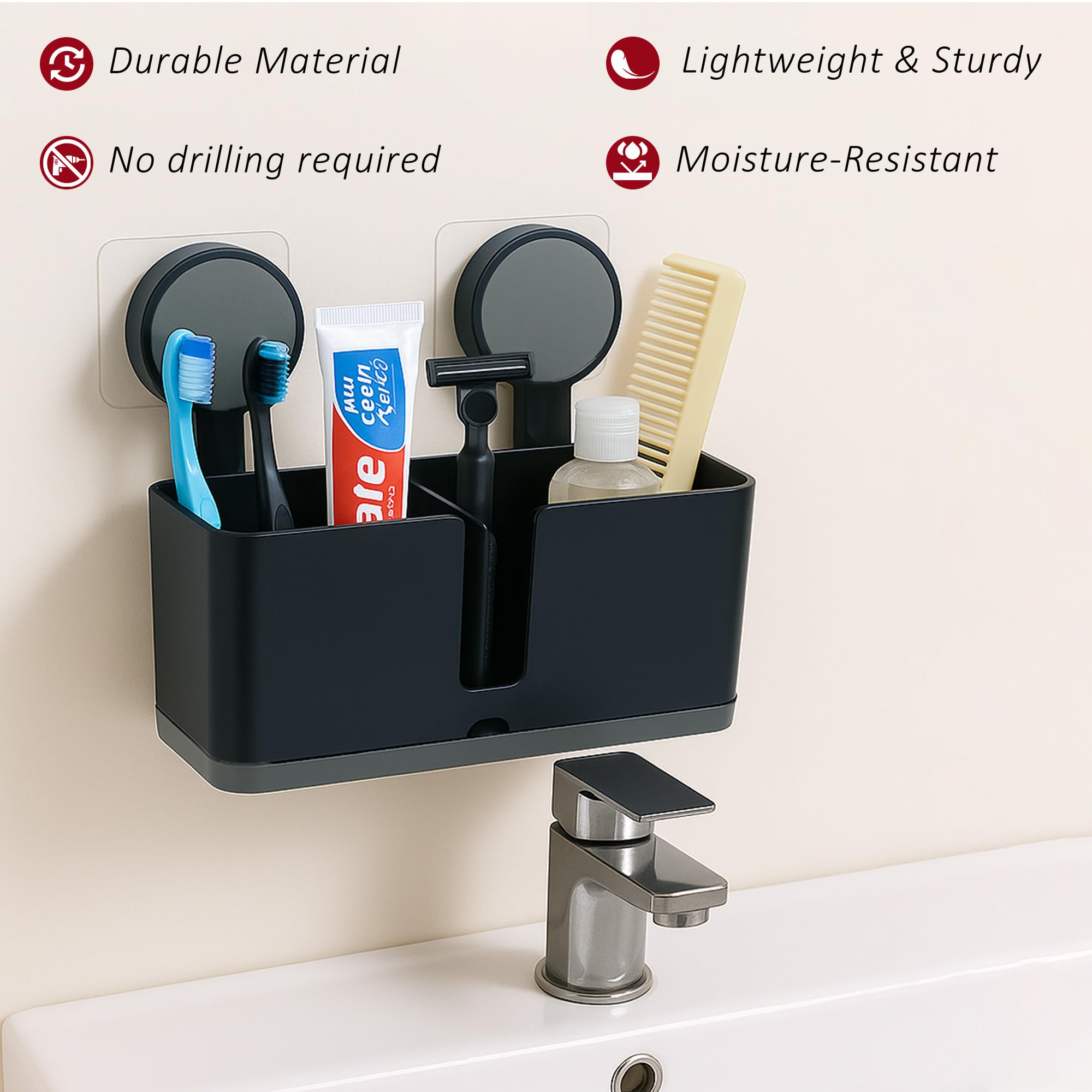 Toothpaste & Brush Holders - Wall Mounted Organizer -7