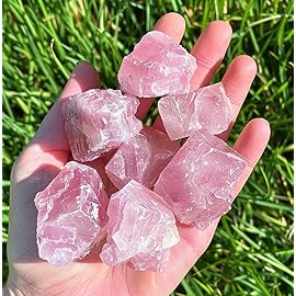 Luckeeper 1 lb Rough Crystals Bulk Raw Rose Quartz Healing Stones for Tumbling, Wire Wrapping, Wicca Reiki,Meditation and Home Decor