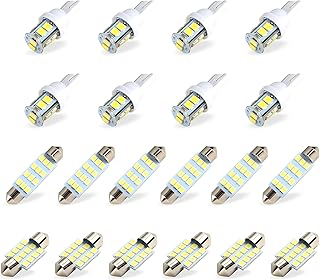Pack-20 Car Interior LED Light Combination Set, T10 31 mm 42 mm Reading Light License Plate Light, Wide Angle Super Bright Lighting Long Life Plug and Play Bulb, Universal for Cars (White)