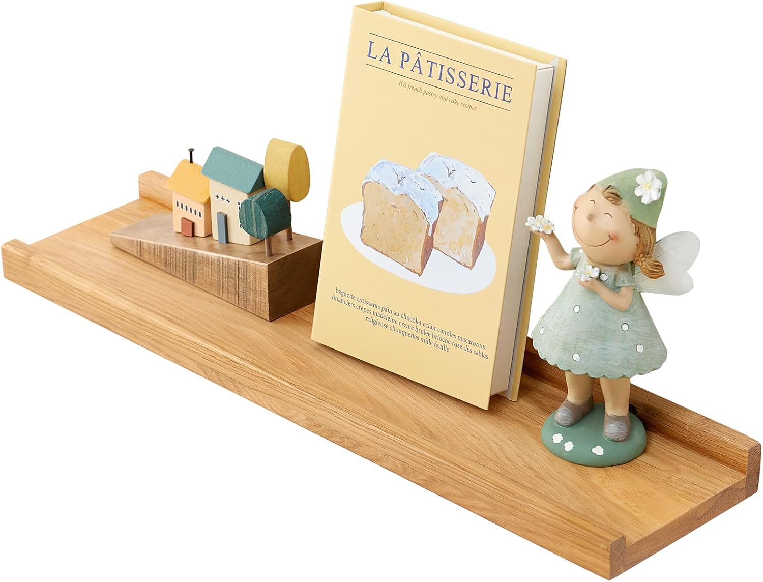 Oak Floating Shelves for Wall 24 Inch (Width 4"), Natural Wood Wall Shelves Display Picture Ledge Shelf for Living Room Bedroom Bathroom Kitchen Office Decor and Storage 4x24 inch Natural