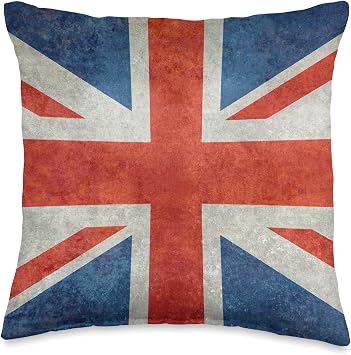 UK Union Jack Flag in Grungy Style Throw Pillow