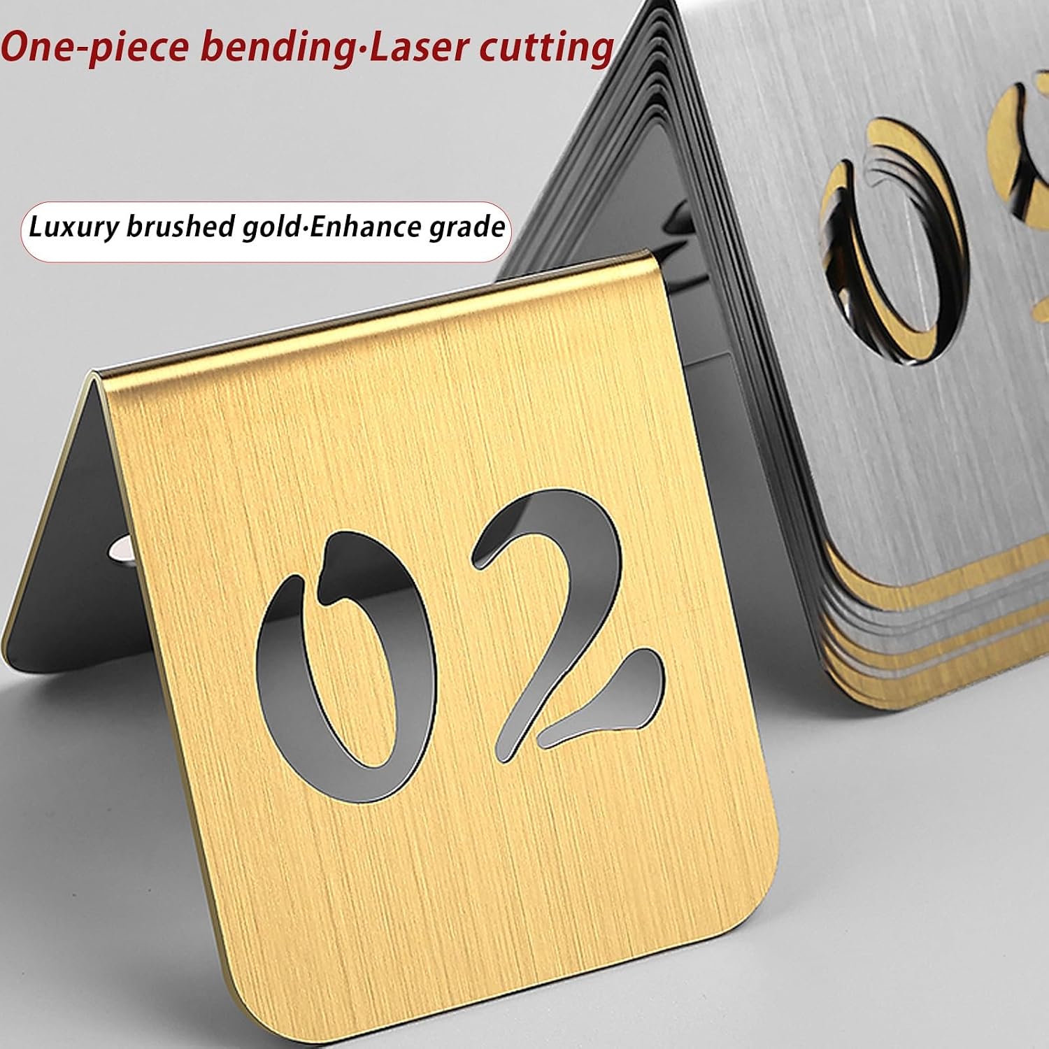 Tent Style Table Number Stands, Table Top Number Stackable, Metal Table Numbers, Flexible Wedding Restaurant Bars Cafe Signs, for Weddings Restaurants Cafes Conference Lectures Seat Card Place Cards(G