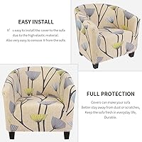 Vista 6 de SearchI - Funda elástica para silla de club, fundas para silla de barril, fundas para silla de bañera impresas, fundas de elastano para sillón