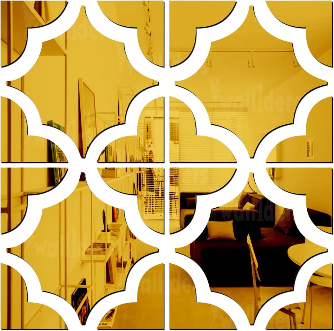 Wall1ders Angel and 4 Butterflies Silver, Mirror Stickers for Wall