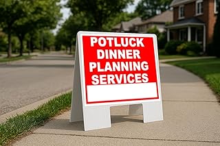 Potluck Dinner Planning Services Write On Me Red Folding Coroplast A-Frame with Double-Sided 23in x23in