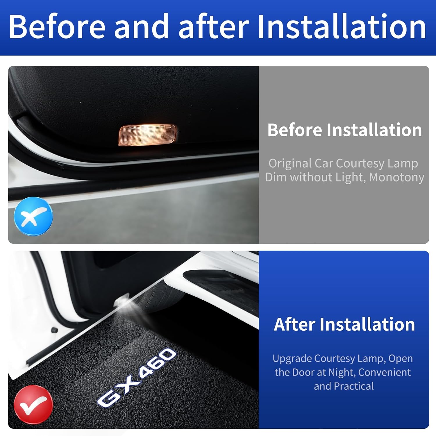 Car Door Welcome Projection Lamp Suitable for 2010-2023 Version of Lexus GX460 Led Lens Door Automatic Induction Lamp Internal Modification lexus gx460 accessories (4 Pieces)