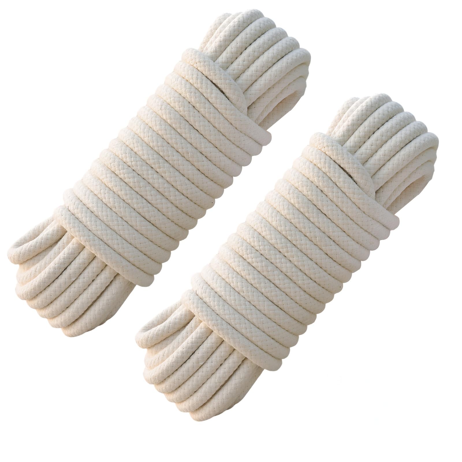 2PCS 10M*6mm Washing Line Rope,Braided Cotton Clothes Lines for Outside,Heavy Duty,Thick,Tear Resistant,Multipurpose Pulling Force Rope