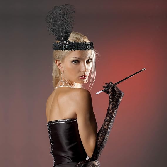 1920's Flapper Costume Accessories - Roaring 20's Headpiece Holder Necklace